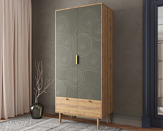 Шкаф двухстворчатый  с ящиками "Line" R26/browngrey