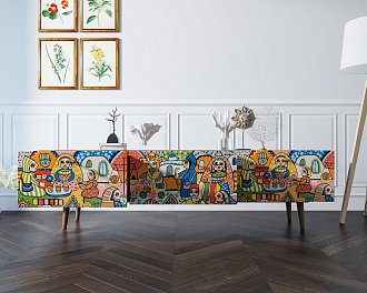 Комод "Berber" с ящиками низкий под TV принт 1 арт BB19/Print_01