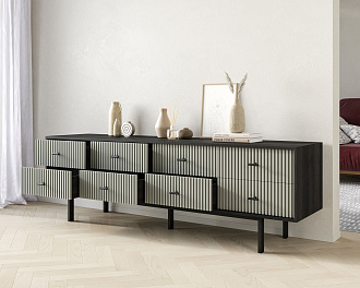 Комод с восемью ящиками "Emerson" арт EM03/gray/L