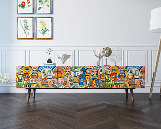 Комод "Berber" с ящиками низкий под TV принт 1 арт BB19/Print_01