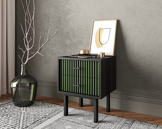 Тумбочка с двумя ящиками "Emerson" арт EM16/green/L