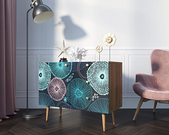 Комод "Berber" три ящика и дверка 32 принт арт BB34/Print_32