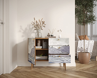 Комод "Berber" три ящика и дверка арт BB34/Print_51