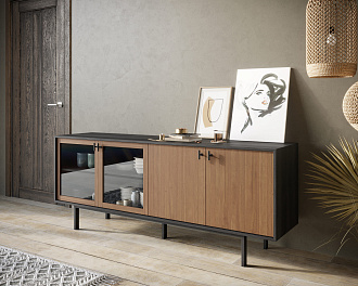 Комод со стеклянными и глухими дверками "Emerson" арт EM13