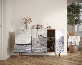 Комод "Berber" с двумя дверками и ящиками арт BB17/Print_51