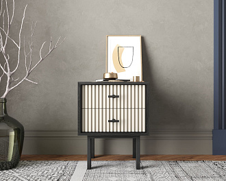 Тумбочка с двумя ящиками "Emerson" арт EM16/milky/L