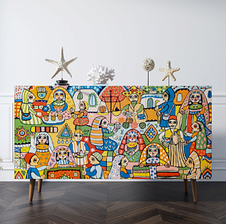 Комод "Berber" три дверки 1 принт арт BB01/Print_01