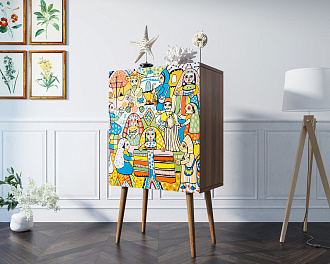 Комод на высоких ножках "Berber" принт 1 арт BB09/Print_01