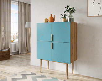 Малый комод с четырьмя дверками на высоких ножках "Line" LN13/GR1/blue