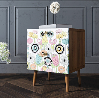 Тумбочка "Berber" с двумя ящиками 3 принт арт BB03/Print_03