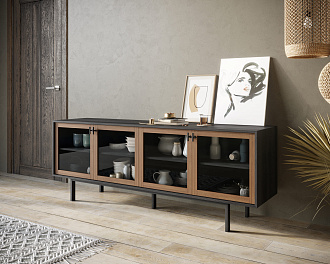 Комод с четыремя стеклянными дверками "Emerson" арт EM12