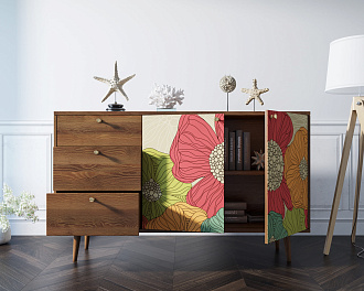 Комод "Berber" с двумя дверками и ящиками 5 принт арт BB05/Print_05