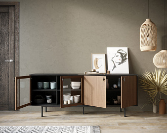 Комод со стеклянными и глухими дверками "Emerson" арт EM13