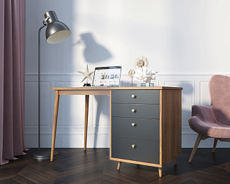 Стол рабочий "Berber" принт 33 с одной тумбой арт BB31/Print_33