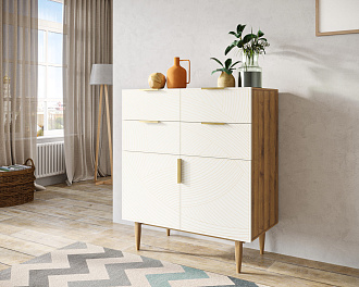 Большой комод с четырьмя ящиками и дверками "Line" LN17/GR1/beige