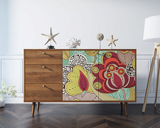 Комод "Berber" с двумя дверками и ящиками 6 принт арт BB05/Print_06